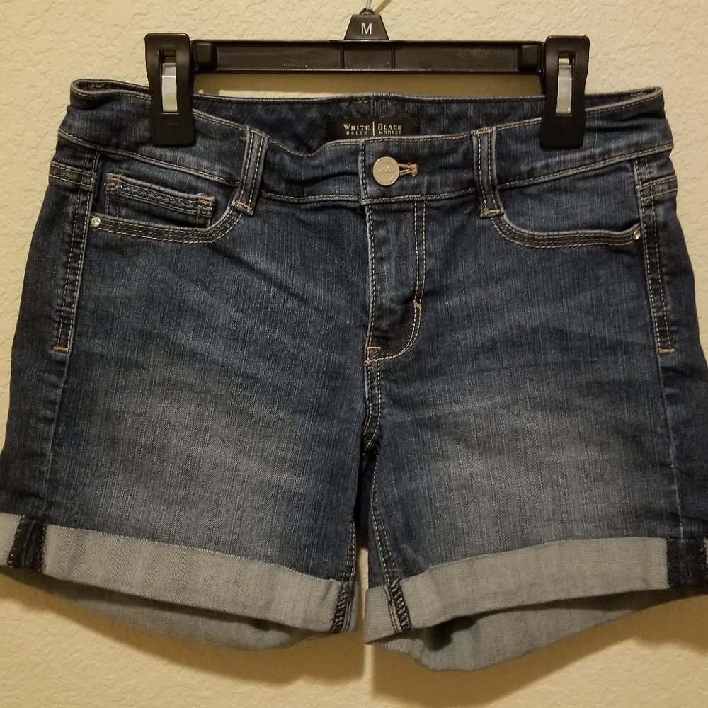 WHBM Blanc Roll Cuff Denim Shorts